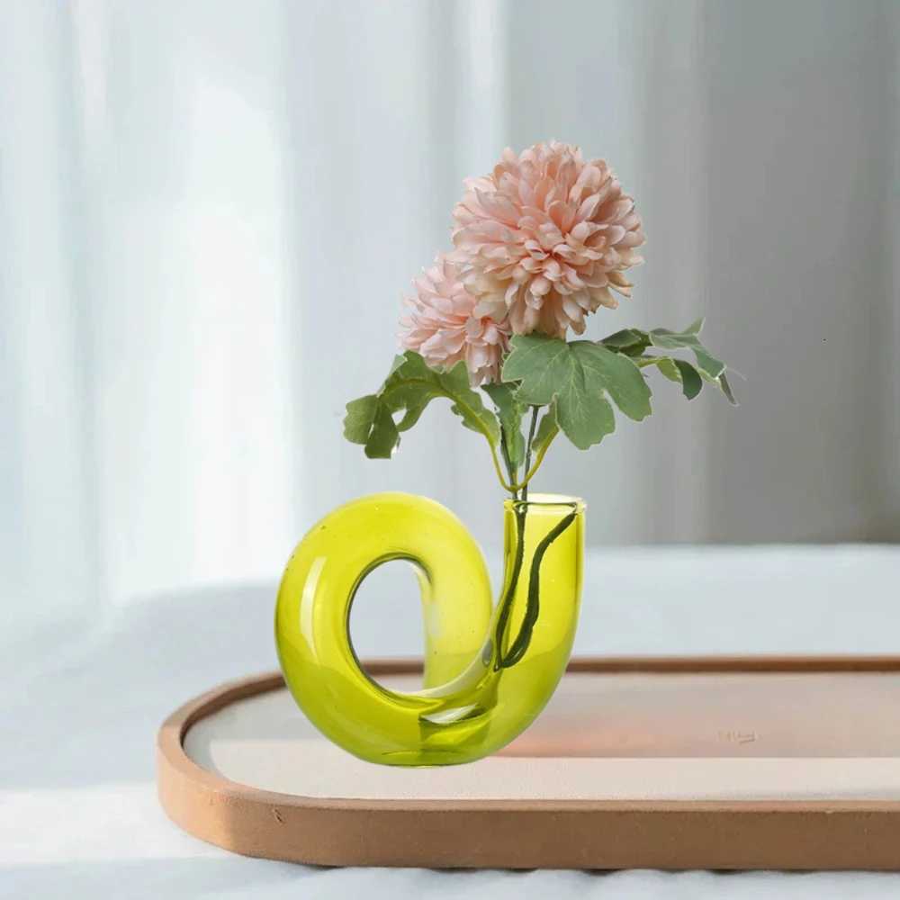 Creative Colored Alien Glass Vase Hydroponic Plant Arrangement Transparent Vase Wedding Table Decorative Living Room Decor Y260314