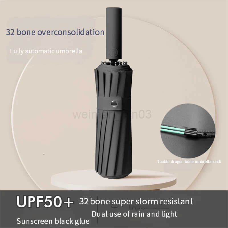32 bones fully automatic umbrella for women 16 bones double keels plus enlargement for men sunshine sun protection wholesale p H260314