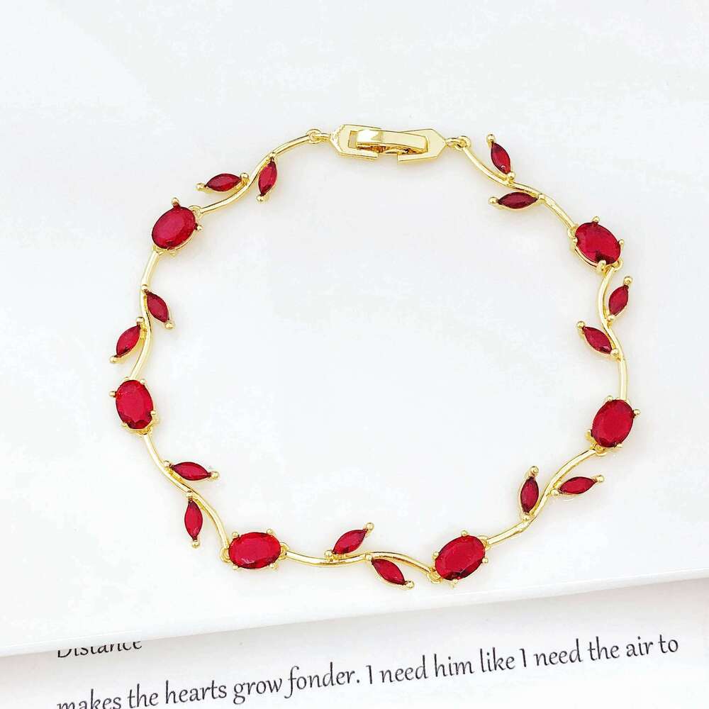 High Quality Sparkling Rhinestone Crystal Leaf Vine Flower Bracelet Luxury for Women Girl Party Wedding Gold-Plated Jewelry Gift Z260313