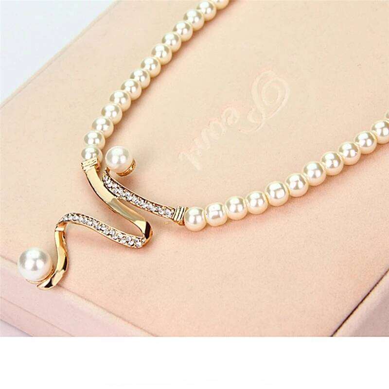 3pcs/set Women Bridal Elegant Wedding Party Pearl Rhinestone Necklace Earrings Jewelry Set New Fashion Z260313