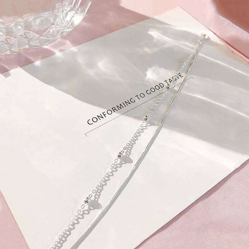 ANENJERY Silver Color Beaded Chain for Women Double Layer Bracelet Gifts Jewelry Z260313