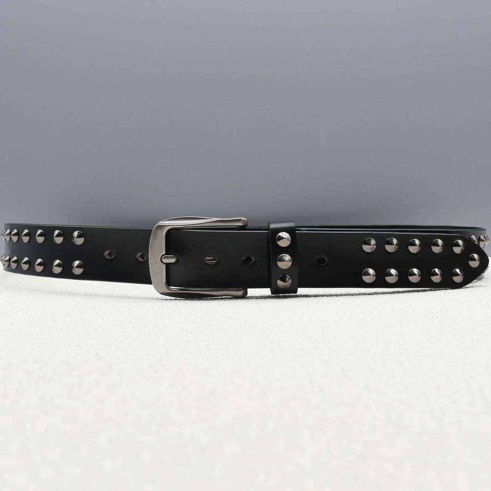 Luxury rivet heavy-duty new skeleton gothic belt, casual punk style genuine leather jeans belt. Z260226