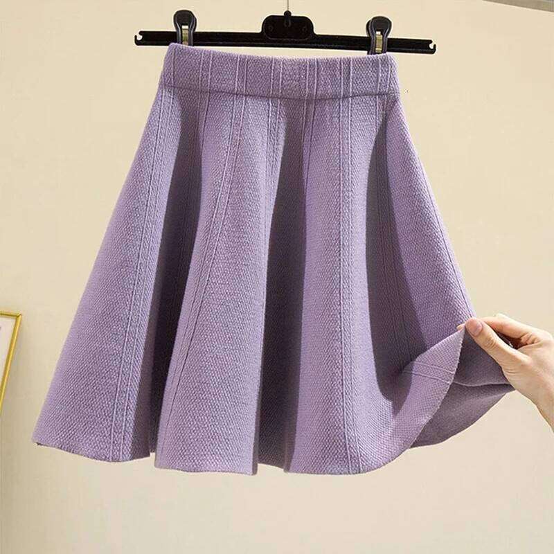Women Winter Warm Knitted Mini Popular Korean Short Pleated Skirt Preppy Style High Waist Knitting Skirts for Woman Z260314