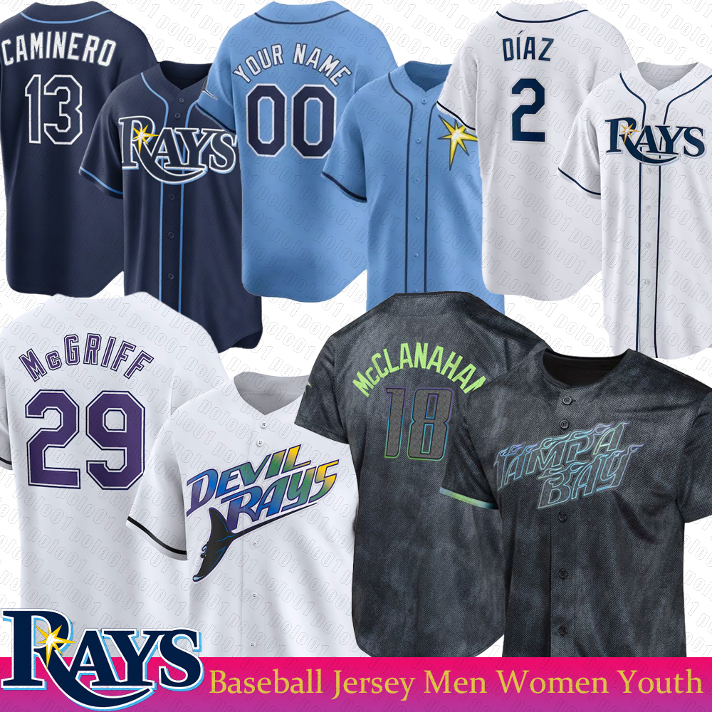 Ryan Pepiot Tampa Bays Rays Baseball Jerseys Yandy Diaz Junior Caminero Shane McClanahan Chandler Simpson Wade Boggs Brandon Lowe Jonathan Aranda Jersey