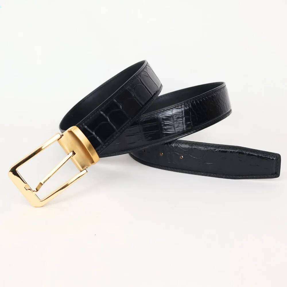 Men's real crocodile genuine leather luxury brand fashion men's belt buckle with suit pants Z260226