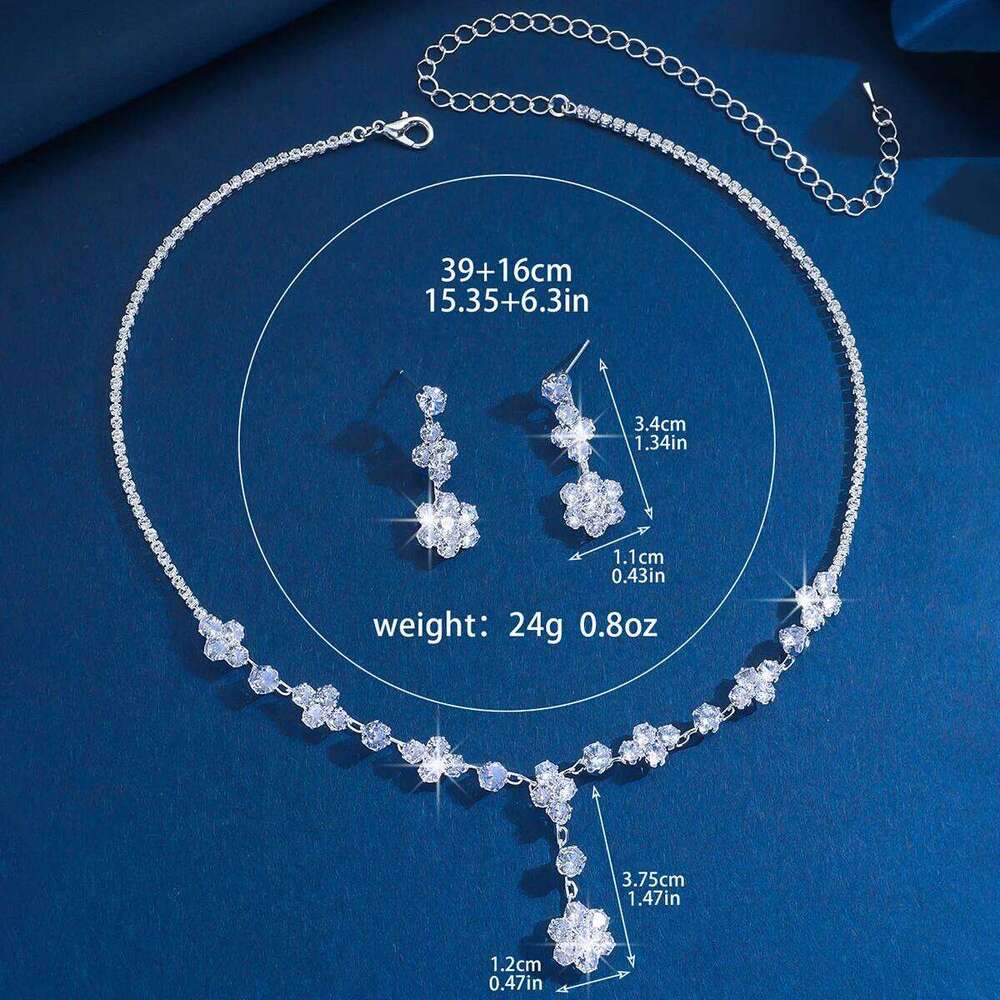 3PC Women's Fashion Zircon Fresh Small Flower Necklace Earrings Jewelry Set Sparkling Elegant Luxury Party and Festival Gifts Z260313