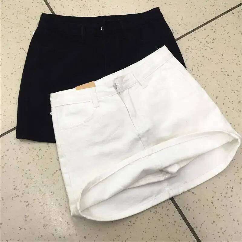 Woman Skirts Spring and Summer White Wrapped Denim Female A- line Short Skirt Culottes Mujer Faldas Saias Mulher Z260314