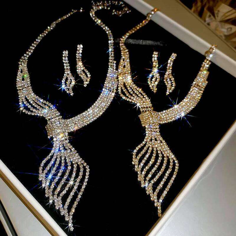 FYUAN Fashionable Necklace Earrings Jewelry Set Women Perfect for Parties Weddings Holidays Copper Chain Casual Style Z260313