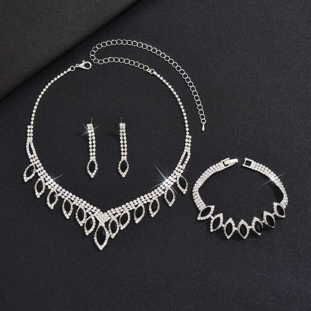 4PC Women's Fashion Water Drop Necklace Earrings Bracelet Jewelry Set Suitable for Wedding, Party, Festival Gifts-P20 Z260313