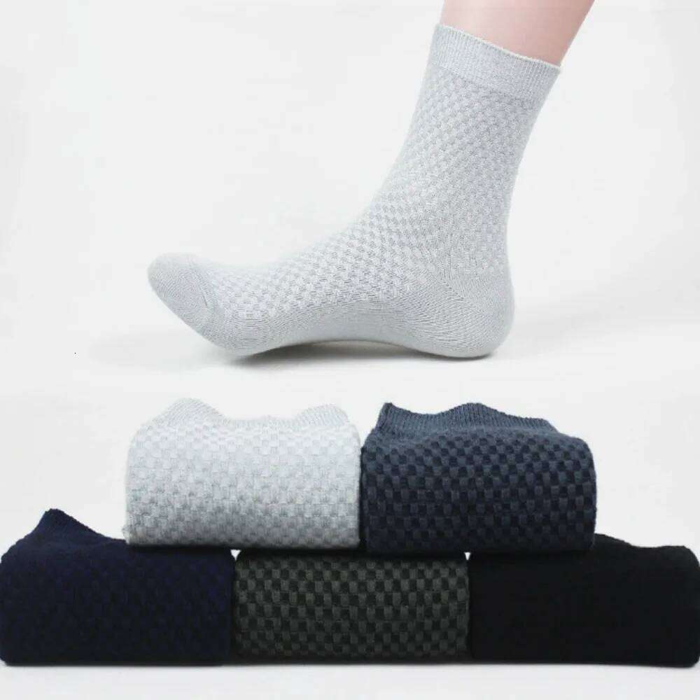 Hss Brand Bamboo Fiber 5 Pairs/Lot New Classic Business Long Summer Winter Casual Men's Dress Socks Big Size Eu38-45 Z260314