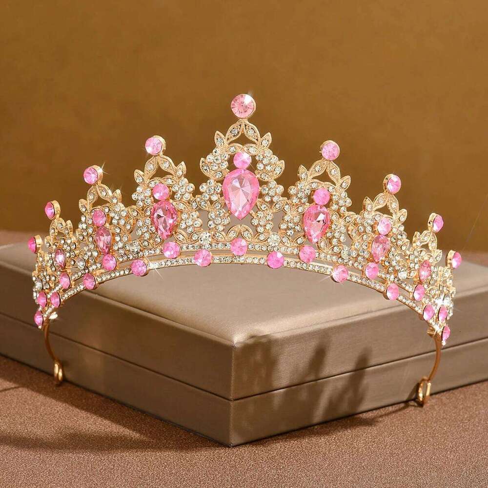 Ladies' Fashion Waterdrop Geometric Round Elegant Crown Necklace Earrings Jewelry Set Z260313