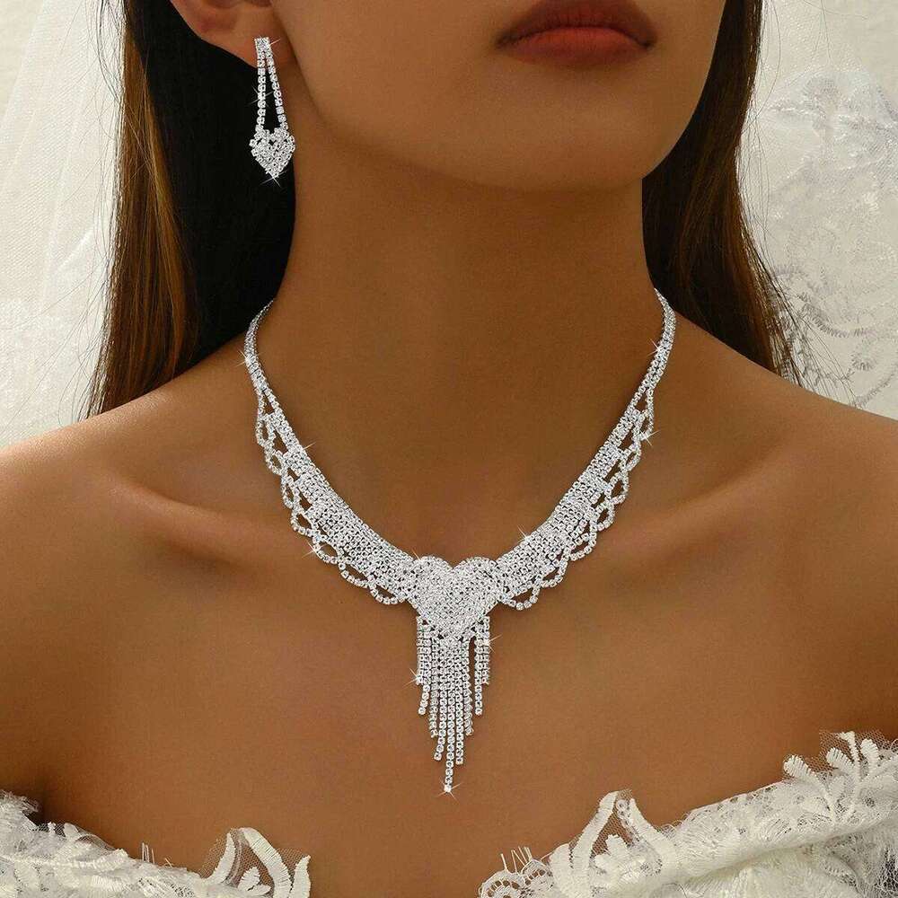 5/4/3PC Women's Fashion Design Peach Heart Tassel Earrings Necklace Bracelet Set Wedding Banquet Party Holiday Gift Z260313