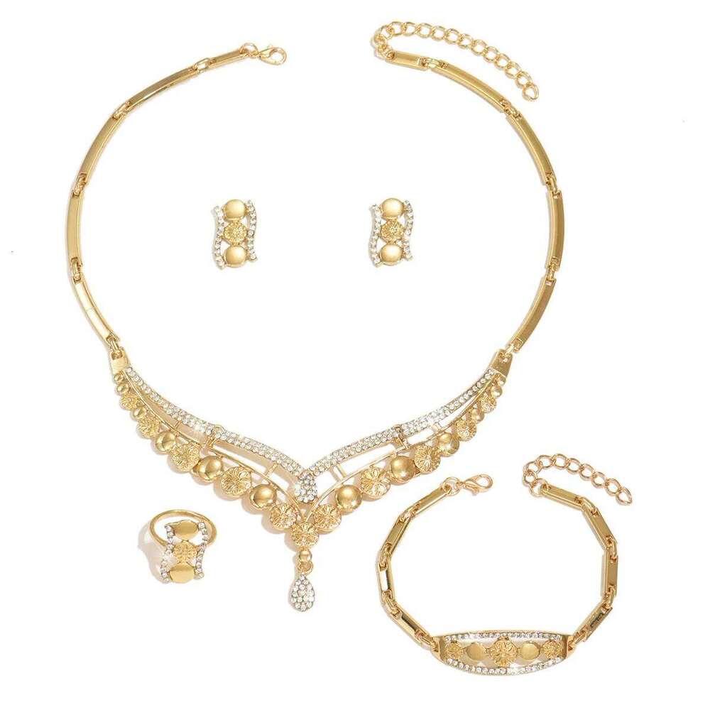 European and American New Exquisite Alloy Necklace Earring Dress Bridal Banquet Female Accessory Set Z260313
