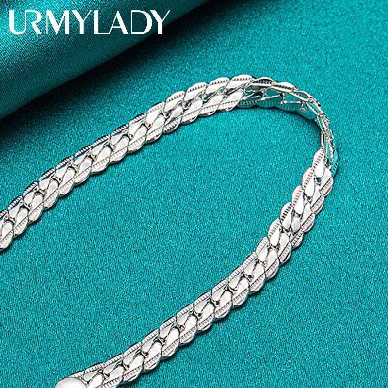 URMYLADY 925 Sterling Silver 6mm Side Charm Chain Bracelet Wedding Engagement Celebration Party For Women Man Fashion Jewelry Z260313