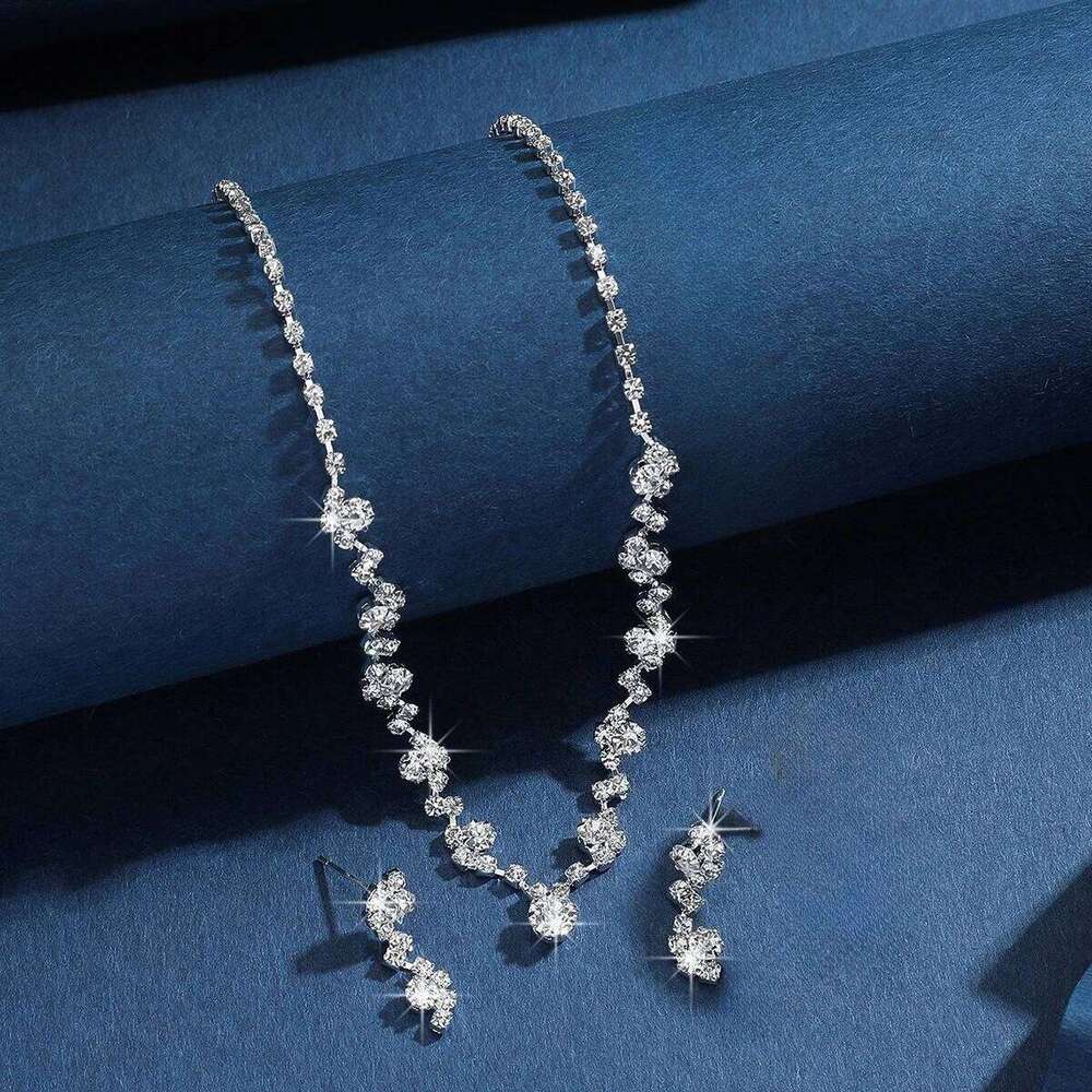 Luxury Zircon Stud Earrings Necklace Set for Women Stainless Steel Hypoallergenic Wedding Banquet Sparkle Jewelry Sets Gift 3pcs Z260313
