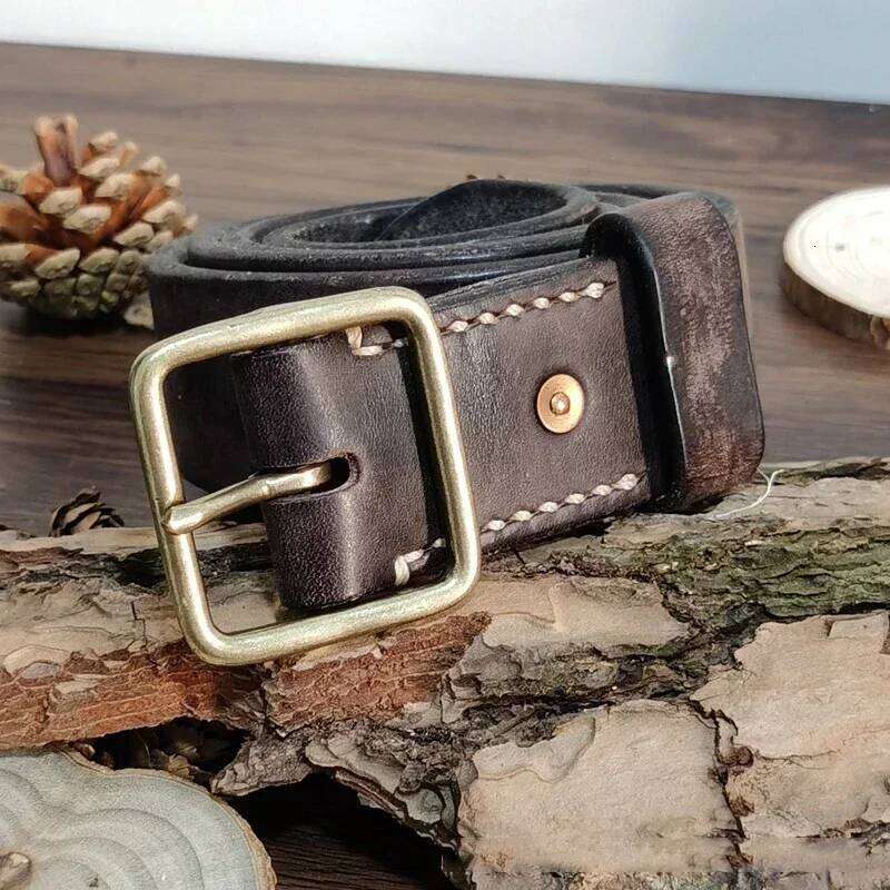 4.1CM Men High Quality Genuine Leather Belt Luxury Brass Pin Buckle Belts Pure Cowskin Vintage Strap Male Jeans for Man Z260226