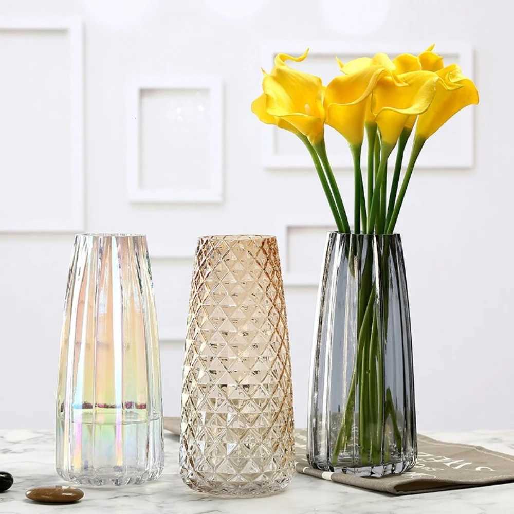 Modern Simple Vertical Glass Vase for Hydroponic Flowers Colorful Creative Vase Home Table Decoration Gift for Greenhouse Y260314