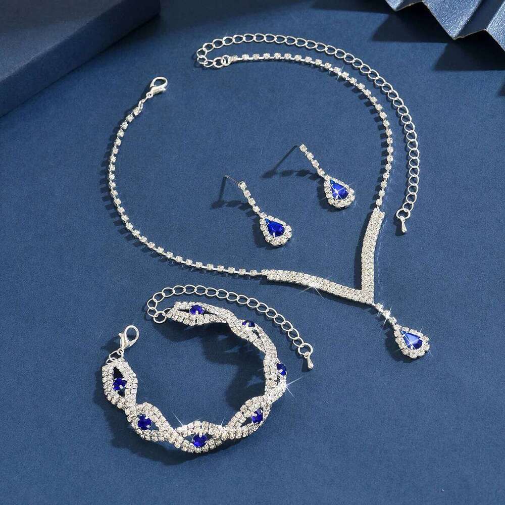 4PC Women's Fashion Water Drop Necklace Earrings Bracelet Jewelry Set Suitable for Wedding, Party, Festival Gifts Z260313