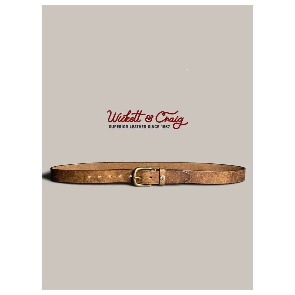 Takahashi Logo Men's Vegetable Tanned Pure Cowhide Retro Casual Belt, Niche Handmade Leather Jeans Belt Z260226