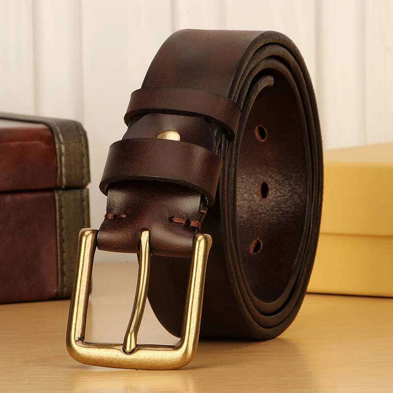 38mm Male Leather Copper Buckle Handmade First Pure Cowhide Retro All-match Casual Jeans Soft Heavy Duty Work Belt Z260226