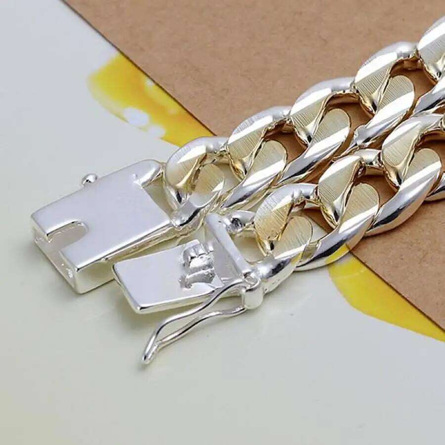 925 Sterling Silver Solid 8/10mm chain Bracelet men women Chain noble wedding Jewelry fashion charms party birthday gift Z260313