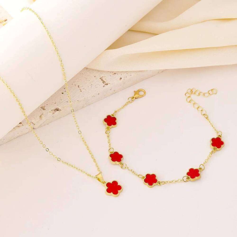 Fashion Luxury Gold Color Flower Leaf Plant Bracelet Set for Women Girl Necklace Wedding Party Adjustable Jewelry gift Z260313