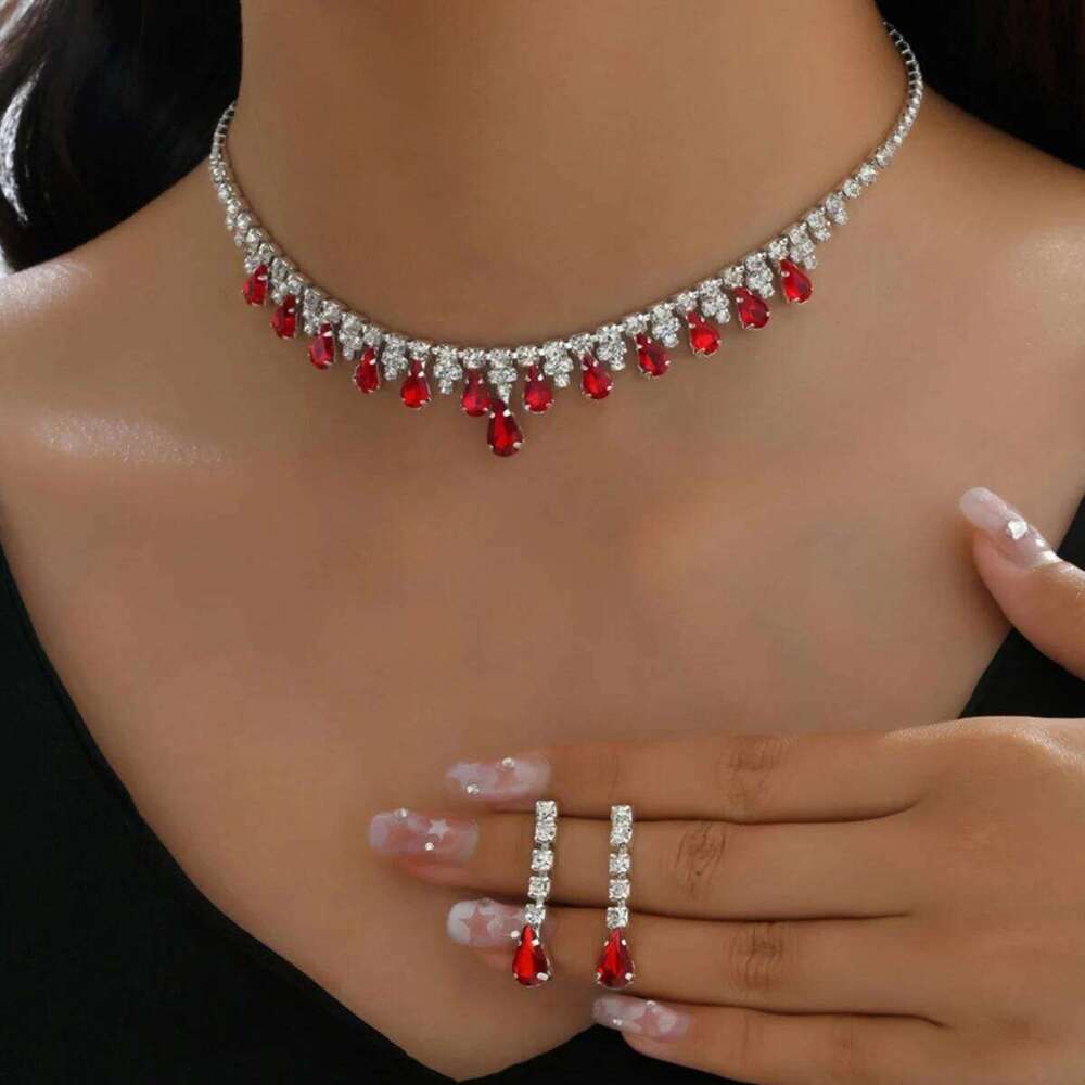 3pcs Women's Fashion Jewelry Set Crystal Earrings Necklace Wedding Banquet Party Luxury Accessories Z260313