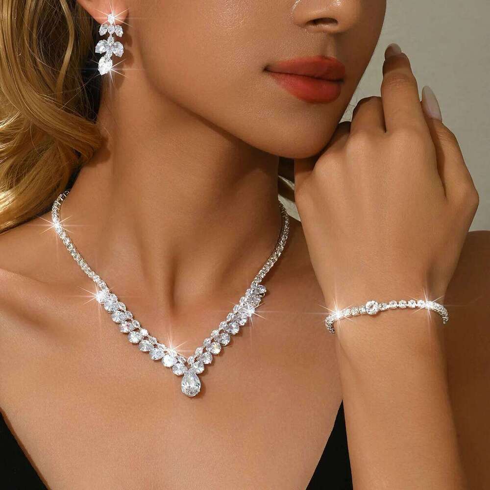 Trendy personalized design, oval shaped super sparkling naked diamond, elegant and simple necklace, earrings, bracelet, ring Z260313