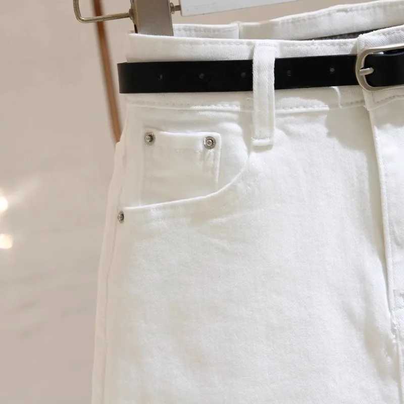 Summer New White Denim Skirt Women High Waist A-word Hip Skirt M260314