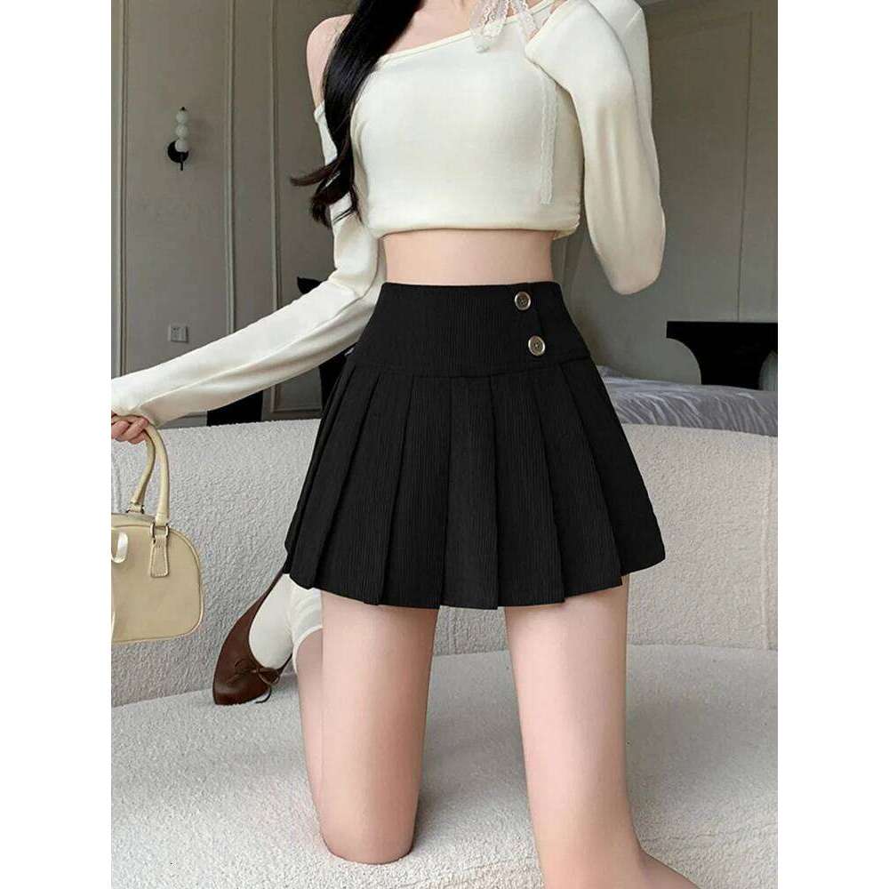 College Style Corduroy Hot Girl Pleated Skirt Woman Autumn Winter Casual Retro Short Skirts With Buttton Coffee Z260314