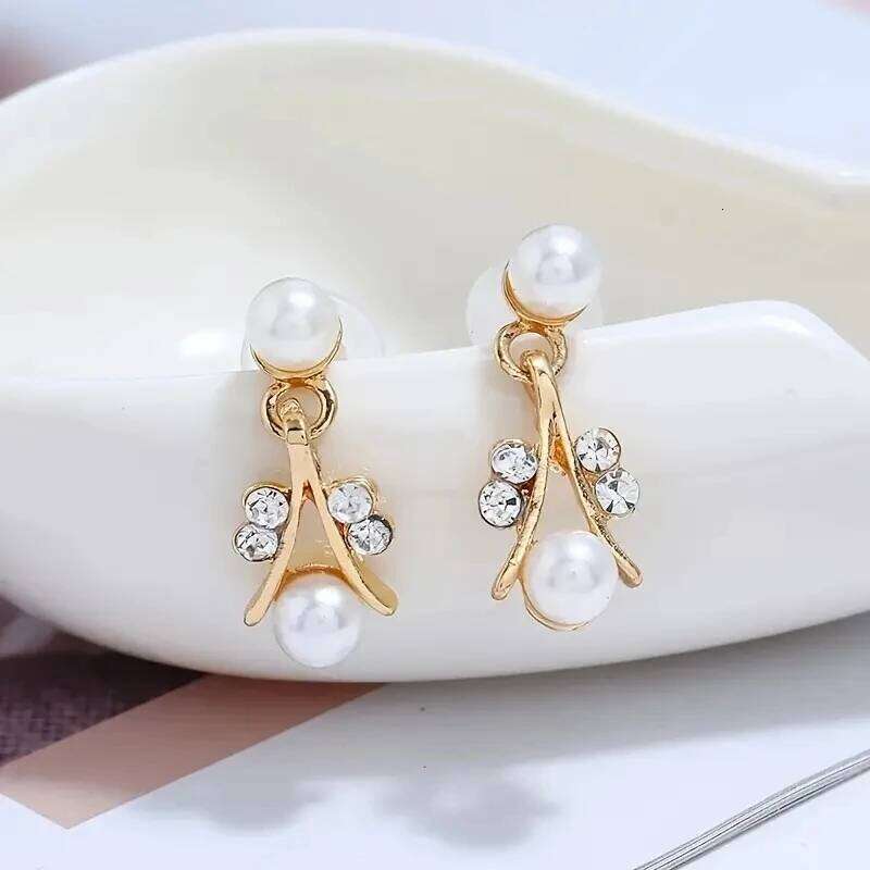 4 Pcs/set Fashion Retro Women's Jewelry Set Rhinestone Artificial Pearl Party Bride Wedding Necklace Bracelet Earrings Z260313
