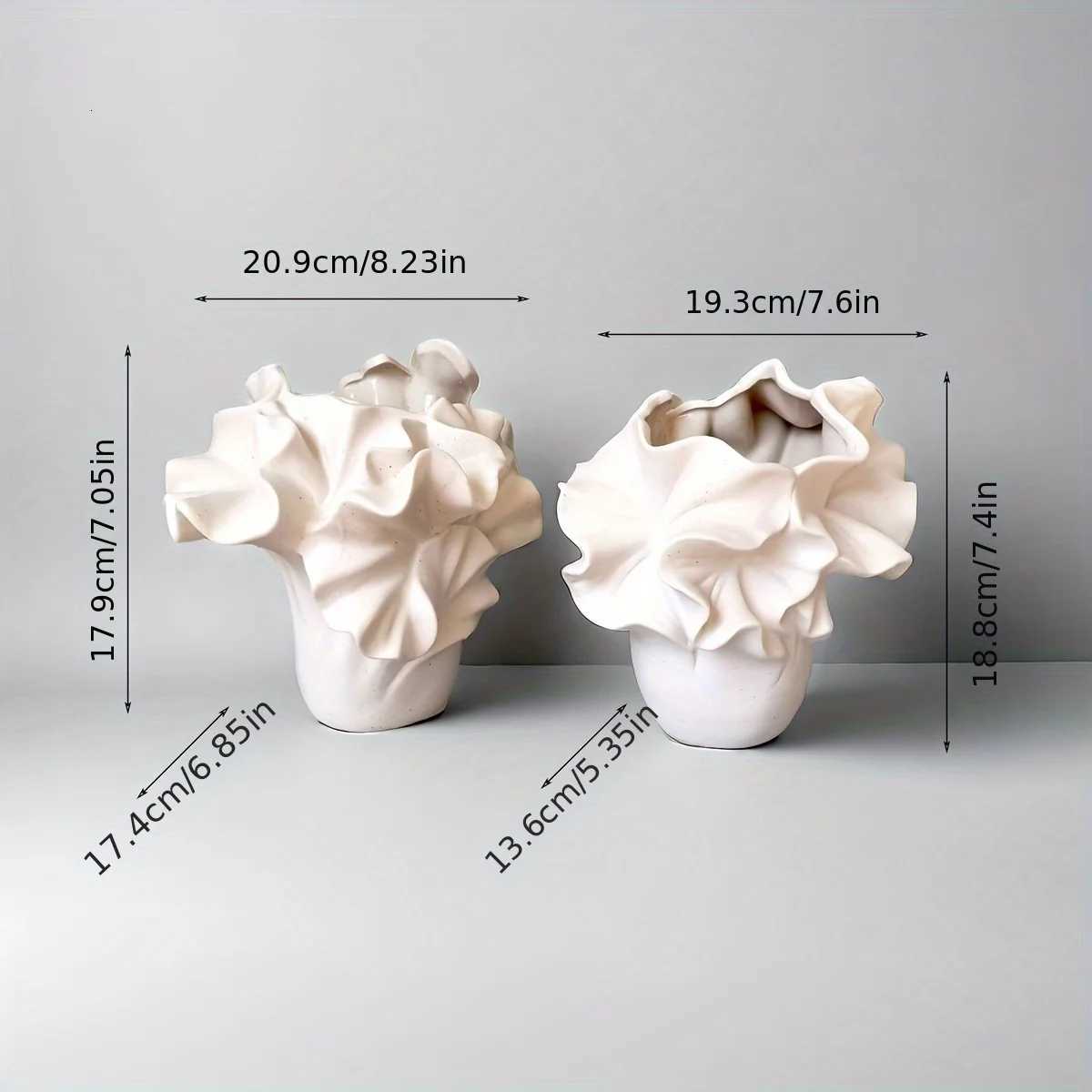 Nordic Style Ceramic - Garden Inspired Patterns Artistic Shell Shaped Design Handmade Themed Corner Vase Suitable For Y260314
