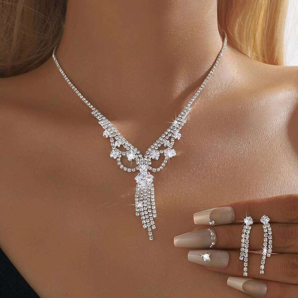 3PC Women's Fashion Hollow Design Tassel Necklace Earrings Jewelry Set Wedding Banquet Party Holiday Gift Z260313
