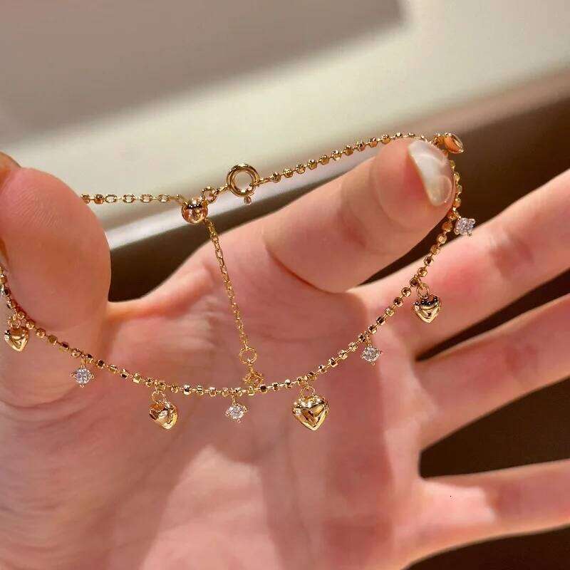 Lucky Colorful Love Heart Beads Shiny Zircon Water Drop Bracelet for Women New Fashion Delicate Charm Jewelry Gift Wholesale Z260313