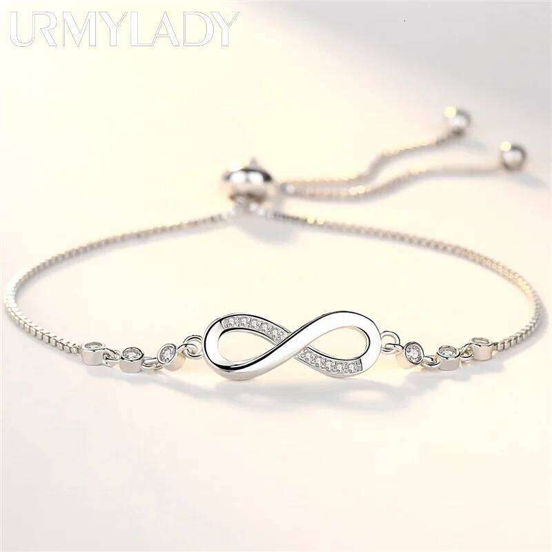 New fine 925 Sterling Silver pretty Crystal Bracelets for Women Fashion Jewelry Party Wedding Accessories Valentine's Day Gifts Z260313