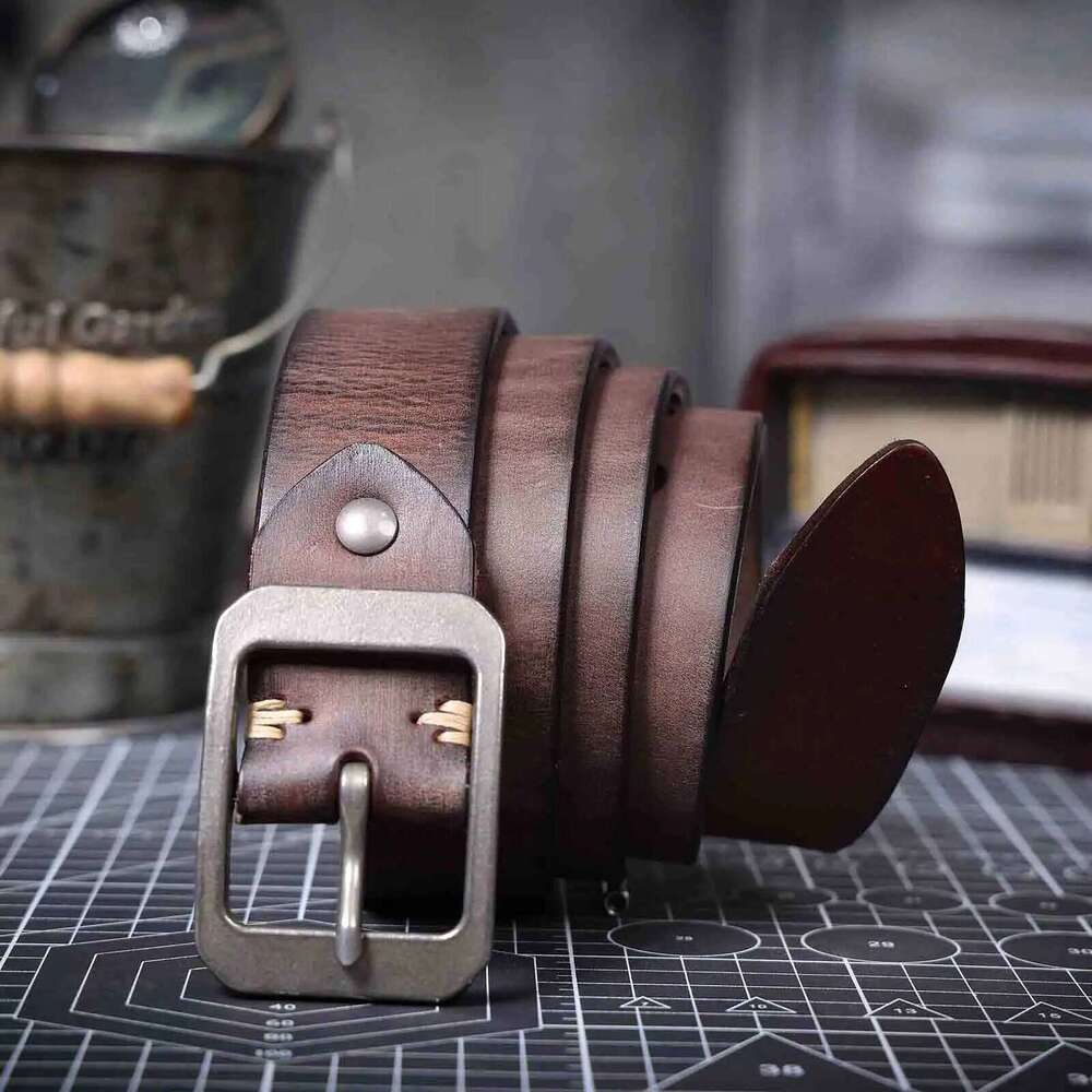 Genuine Men's Cowhide Belts Stainless Steel Buckle, Italian Thickened Leather With Box,Ideal Choice For Gift Z260226