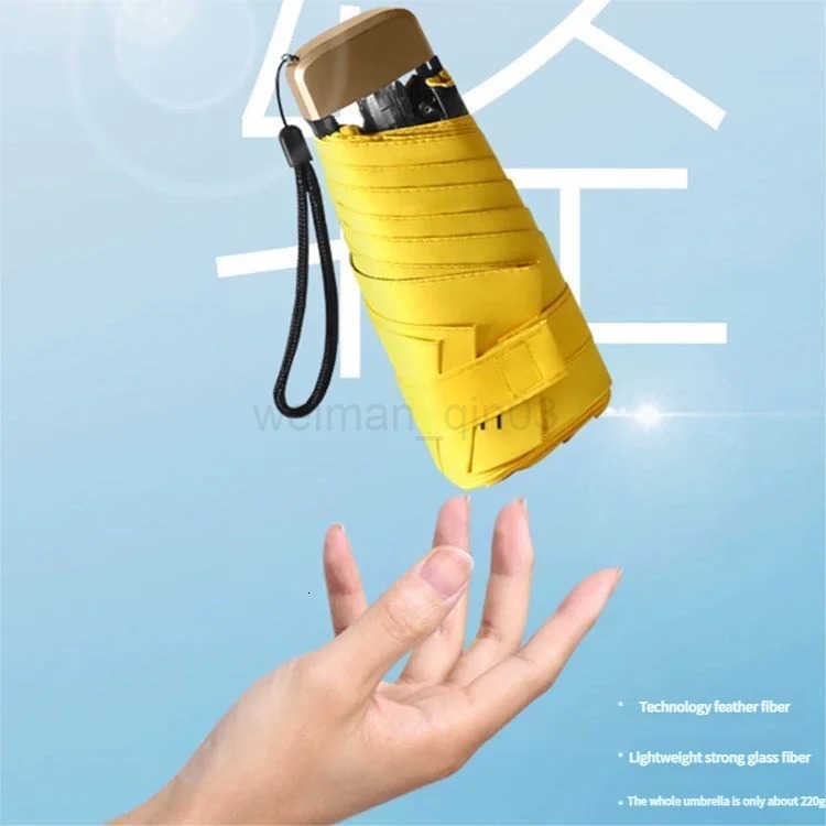 Ultra Light Small Mini Women Five Fold Umbrella Sun Proof Sun Proof Anti UV Sun Rain Dual Use Umbrella Thick Black Glue Pocket S H260314