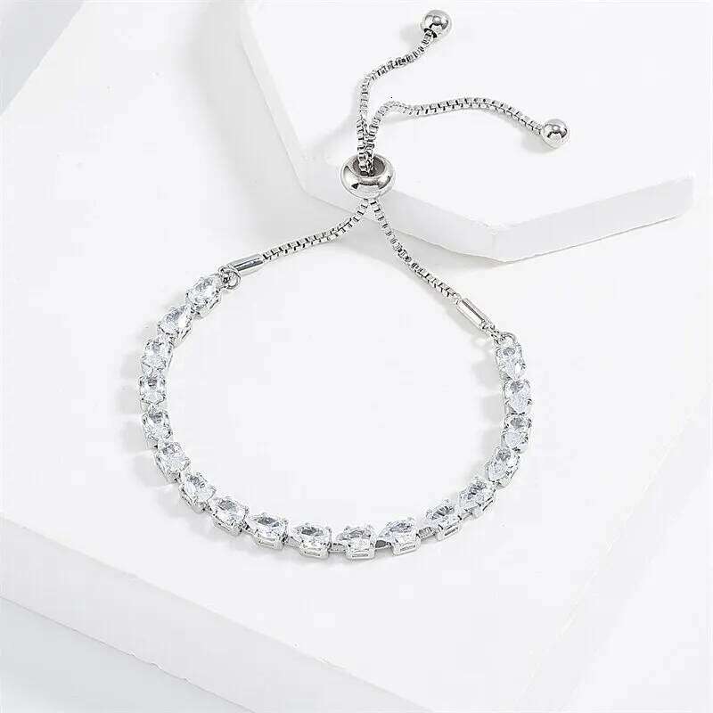Adjustable Geometric Korean Fashion Water Drop Zirconia Crystal Bracelets Bangles for Women Party Jewelry Girls Birthday Gift Z260313