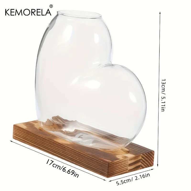 1/2PCS Love Hydroponic Vase Green Plant Transparent Wooden Container Seedling Indoor Desktop Water Bottle for Home Garden Y260314
