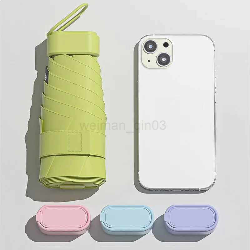 UPF50 Mini Folding Umbrella Vinyl Small Sun Shade Umbrella Pocket Rain Travel Umbrella Ultraviolet Protection Capsule Parasol H260314