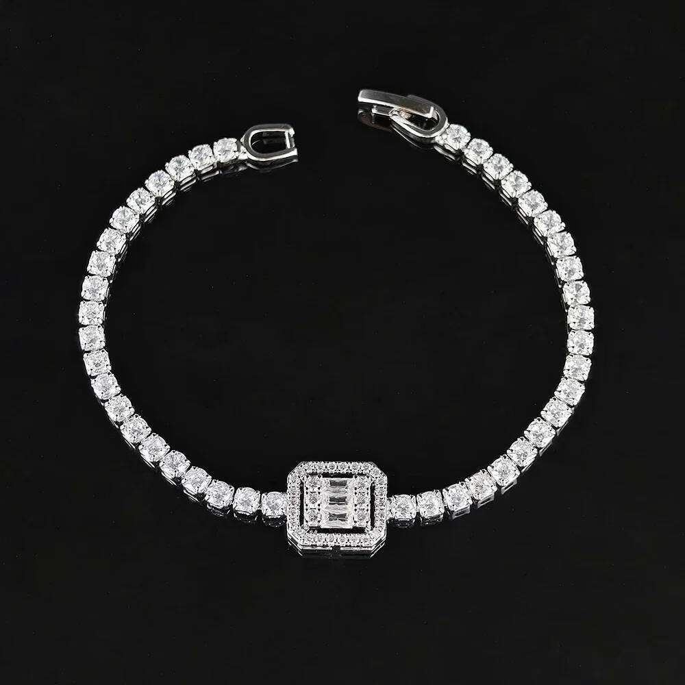 Luxury Green Blue Rectangle Charm Silver Color on Hand Bracelet for Women Wedding Girl Gift Wholesale Free Shipping Items S8151 Z260313