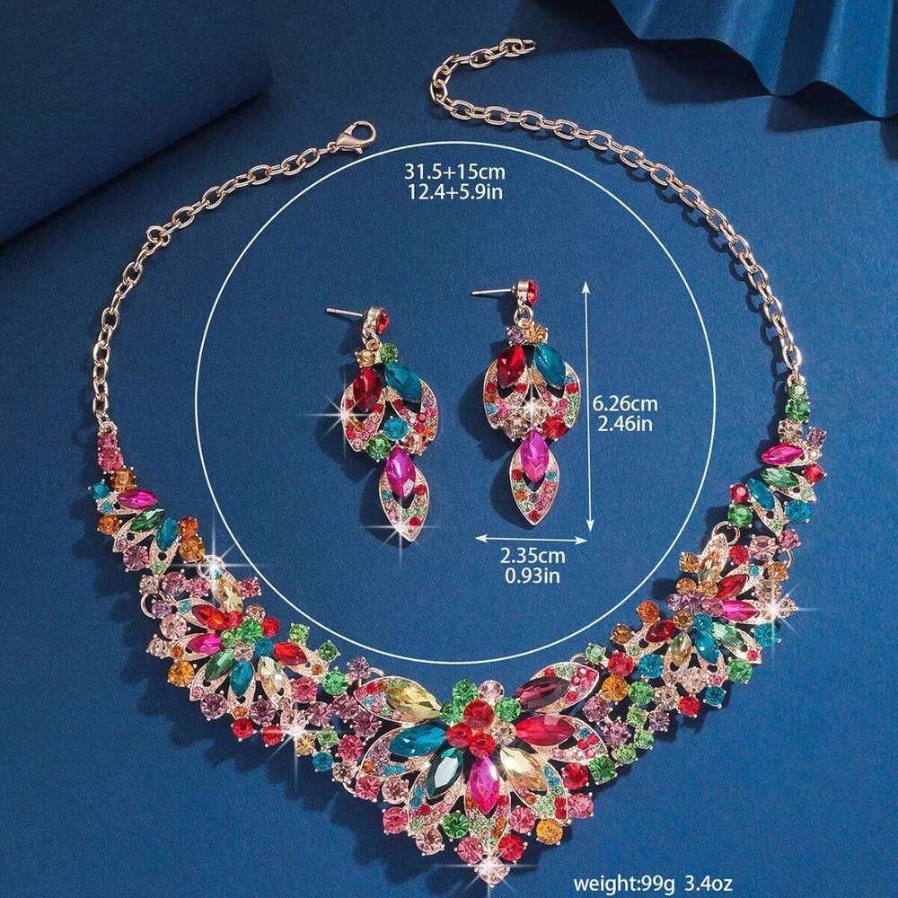 3PC Women's Season Fashion Luxury Flower Necklace Earrings Jewelry Set Suitable for Wedding Parties and Festival Gifts Z260313