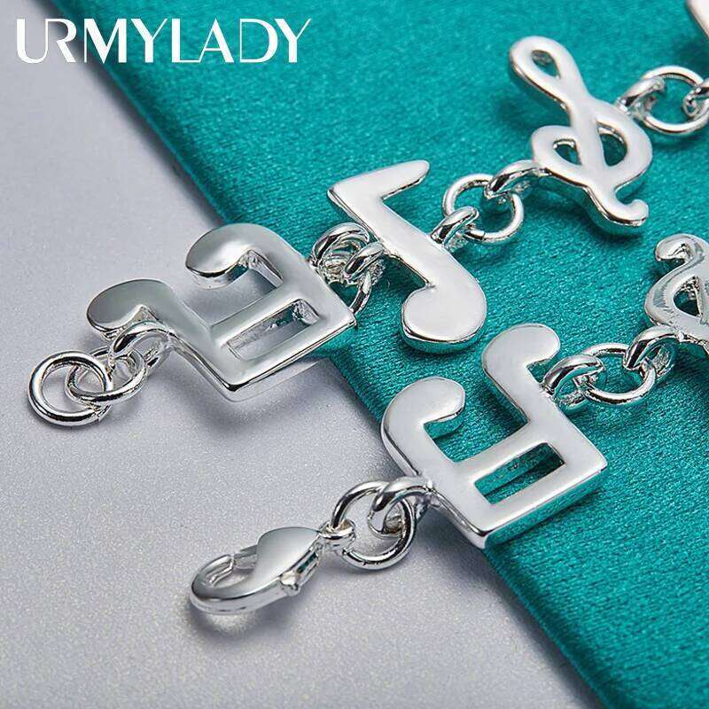 URMYLADY Fine 925 Sterling Silver Music Chain Bracelet For Women Wedding Engagement Party Fashion Charm Jewelry Z260313