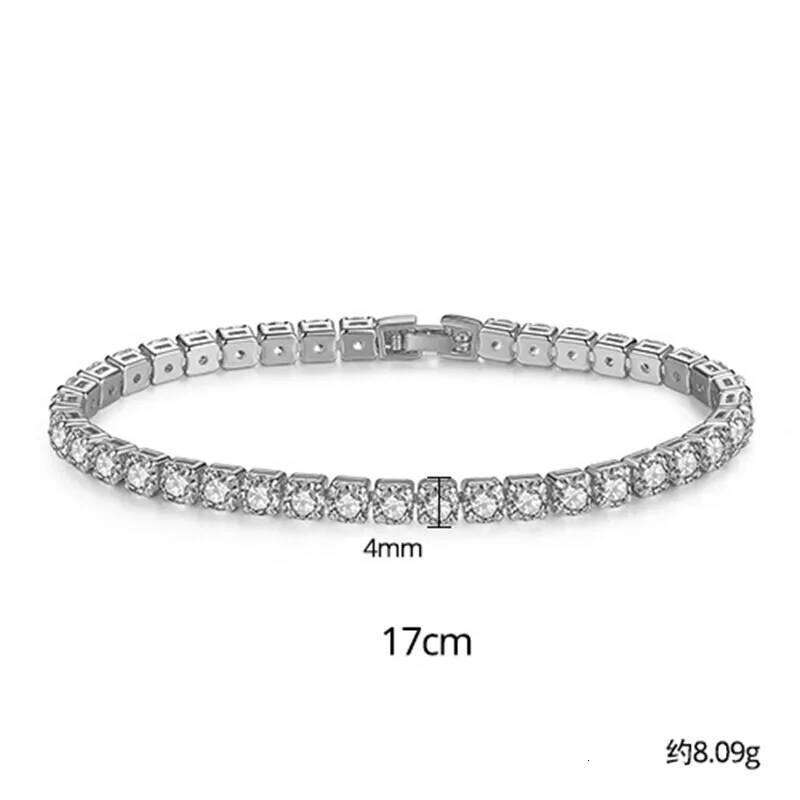 2024 New Luxury Silver Color on Hand 4MM 17CM Princess Bracelet Bangle for Women Anniversary Gift Jewelry Wholesale S5650 Z260313