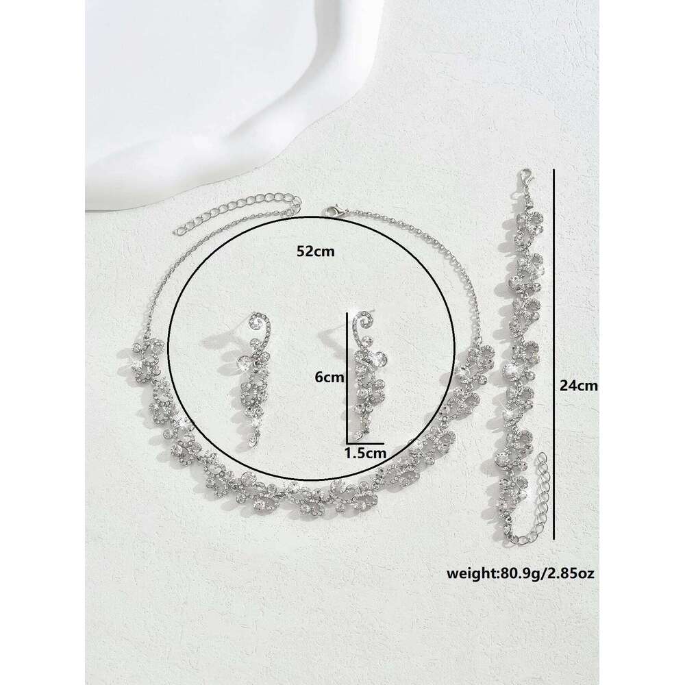 4PC Women's Fashion Design Petal Necklace Earrings Bracelet Set, Suitable for Wedding, Party, Festival Gifts Z260313