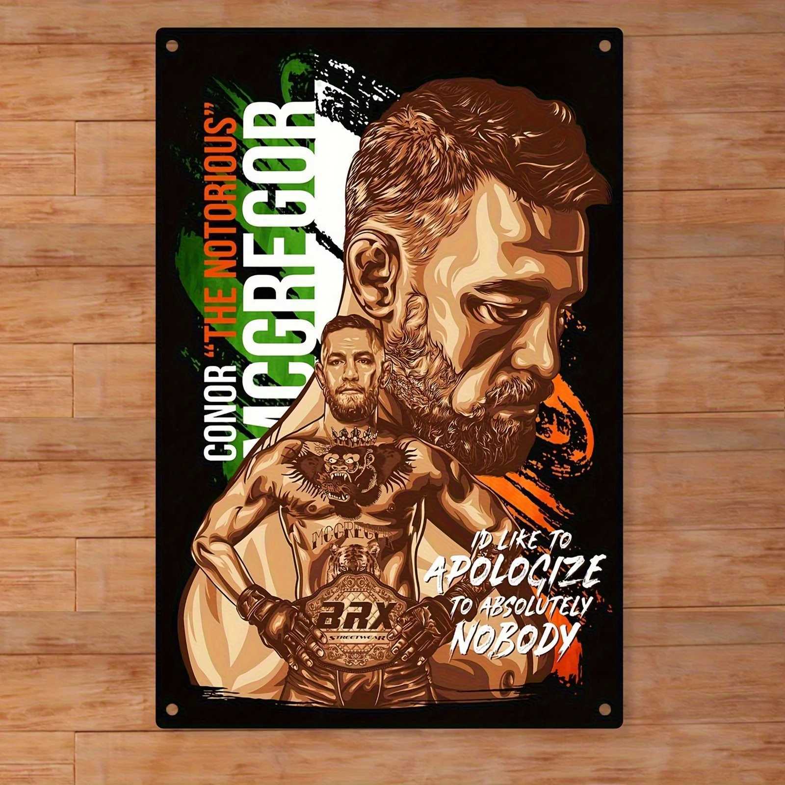 The Notorious Conor McGregor Metal Wall Art - Vintage-Inspired Iron Sign with Fighter Illustration Durable Indoor/Outdoor D D260314