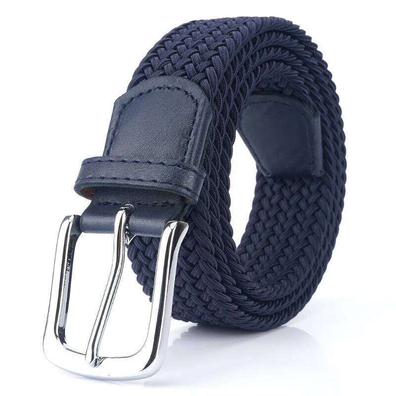 Blue Waist Canvas Braided Elastic Woven Metal Stretch For Men New High Quality Fashion Belt Hot Meta Z260226
