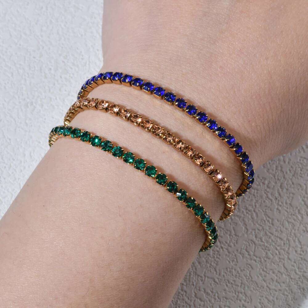 Luxury Hiphop Iced Out 3mm Cubic Zirconia Crystal Tennis Bracelets For Women Men Gold Color Bracelet Chain Jewelry Z260313