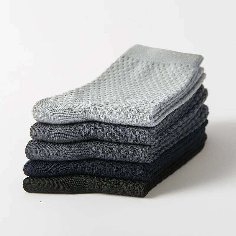 5 Pairs Bamboo Fiber Men New Classic Business Long Socks Summer Winter Casual Man Dress Sock Size EU38-43 Z260314