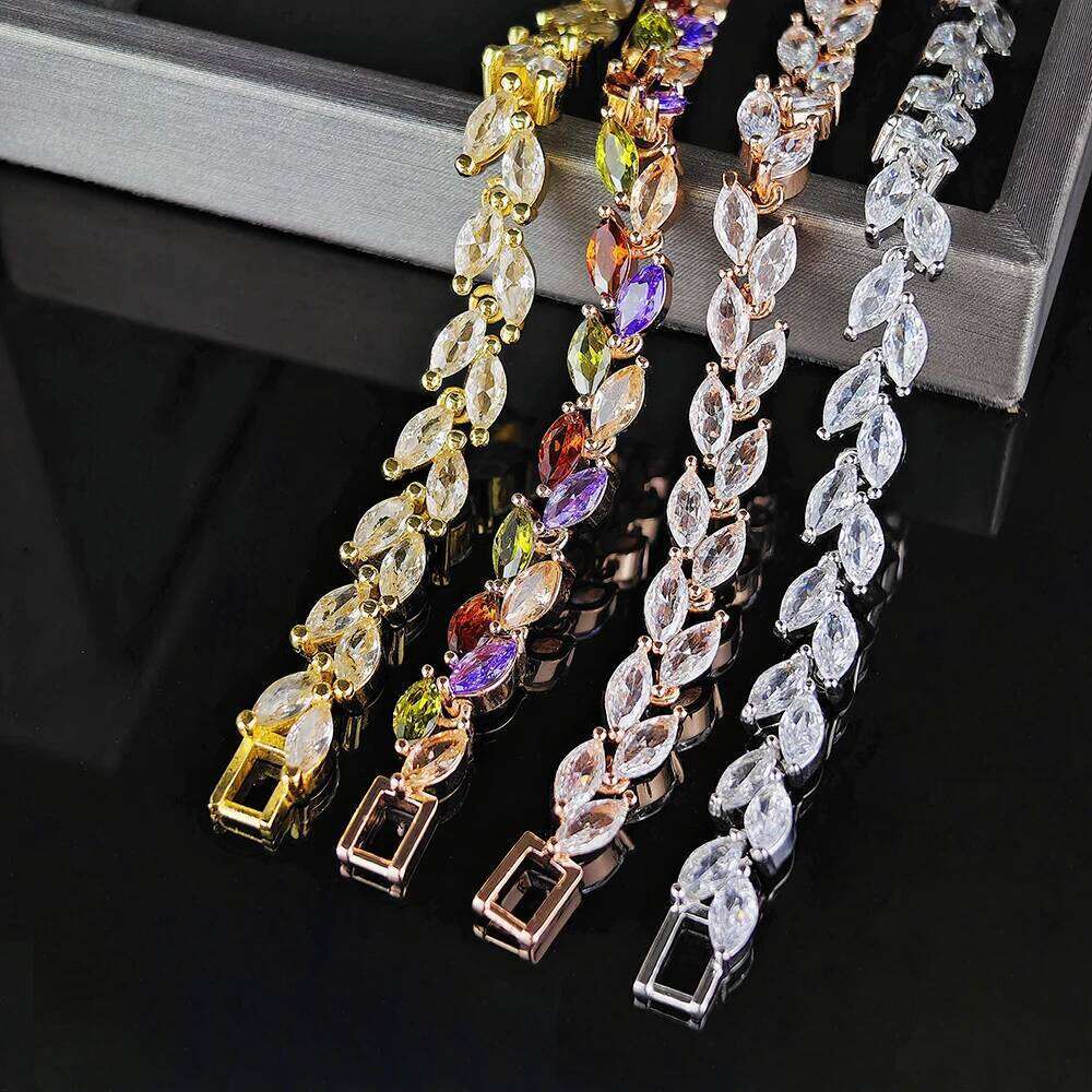 2024 New Trendy Leaves Rose Gold Silver Color Bracelet Bangle for Women Anniversary Gift Jewelry Wholesale Moonso Bulk S5878 Z260313
